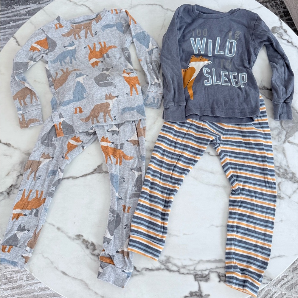 Kids Pajamas Sets- Gray and Blue Animal Print